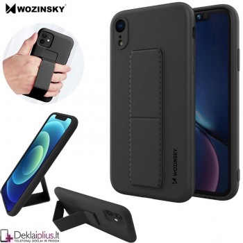 Wozinsky silikoninis dėklas - stovas-juodas (telefonui Apple Iphone Xr)   